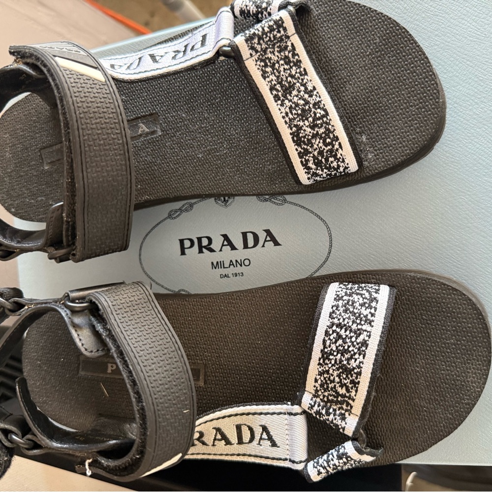 Prada Kids Black and White Sandals